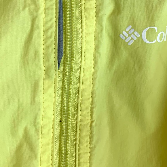 Columbia Rain Windbreaker Zip Jacket Pale Canary Yellow Girls Play Condition - Picture 5 of 13